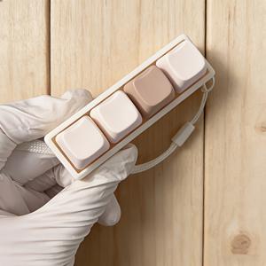 TEMU 우유 커피 색상의 고양이 머리 키캡 키체인, 4버튼 누르기 가능 키체인 액세서리 특징