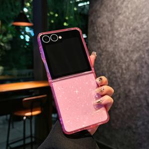 TEMU 휴대폰 케이스 - 삼성 Z Flip 7, Flip 6, Flip 5에 완벽하게 어울리는, 아름다운 별빛 하늘 디자인의 세련되고 우아한 투명 접이식 휴대폰 케이스. 남녀 모두에게 이상적인 스타일리시하고 스크래치 방지 기능이 있는 하드 케이스입니다.