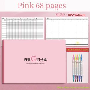 TEMU 일기 노트 및 하이라이터 (양방향 5개, 10색 펜) 30일 업무 계획용 자가 관리 체크 로그 노트, 자가 관리 추적 계획 노트, 월간, 주간 및 일간 계획에 적합