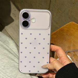 TEMU 투명 퍼플 하트 새로운 즉석 교체 17가지 스타일 케이스, 넓은 뷰잉 윈도우 포함, TPU 낙하 방지 투명 즉석 교체 무광 케이스, 아이폰 17 Pro Max 16 15 14 13 12 11 호환 보호 커버, 크리스마스 선물, 새해 선물, 부활절 선물, 할로윈 선물, 친구용, 가족용. 투명 퍼플 하트 0223