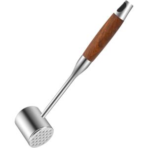 TEMU 고강도 고기 연화기 & 스테이크 망치 - 장미목 손잡이 & 304 스테인리스 스틸 - 닭고기, 소고기용 도구 - 요리사 및 전문 셰프를 위한 주방 도구 - 고기 분쇄기 (견과류/씨앗용 아님)