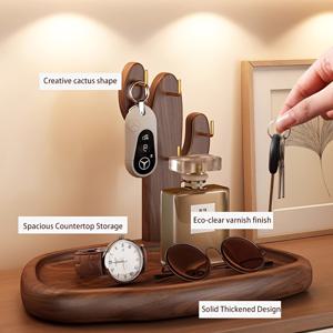 TEMU 선인장 모양 나무 수납 선반, 다용도 탁상용 나무 정리대, 휴대폰, 열쇠, 안경, 시계, 보석류 등 수납용