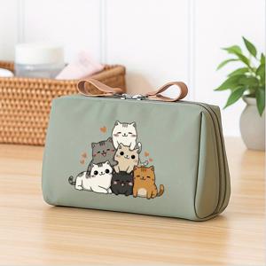 TEMU 만화 고양이 패턴 디자인 화장품 세면도구 가방, 다기능 여행용 정리함, 콤팩트한 간호사/의사 선물, 병원, 여행, 생일 또는 기념일 선물로 적합, 여성 및 의료 전문가에게 이상적