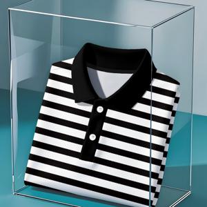 TEMU 2026 남성용 비즈니스 캐주얼 폴로 셔츠, 편안하고 통기성이 좋은 클래식 디자인 프린트, 레귤러 핏, 속건성 골프 테니스 원단