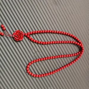TEMU 빨간 석류석 목걸이, 108개의 비즈로 수제 제작, 커플 선물로 적합, 발렌타인데이 및 파티에 완벽