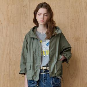 [MAXZA] 플랩포켓 루즈핏 후드 크롭 야상 점퍼