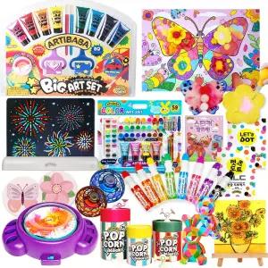 [신나는 봄활동] 아티바바 물감놀이 도트마카 스핀아트 스포이드 색칠 도안 봄미술 실리콘블럭 문구세트