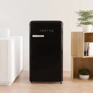 쿠잉 레트로 미니냉장고 REF-S92 블랙 예쁜 작은 소형 중형 원룸 사무실 음료수