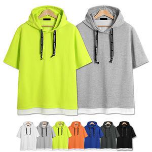 남녀공용 오버핏 레이어드 후드 반팔티 (LW007)