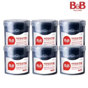 [비앤비][6개 세트] 비앤비 참숯 순면 까만 면봉 150p