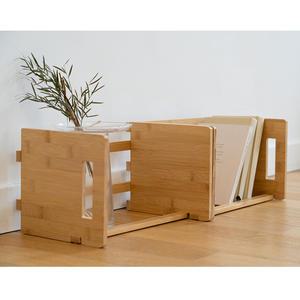 뱀부 원목책꽂이 슬라이드 우드 소형 넓이조절식