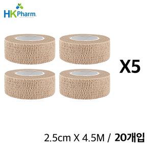 HK팜 자가점착식 탄력보호대 2.5CM X 4.M 20개입 개별포장 비닐지퍼백 압박용 밴드보호대