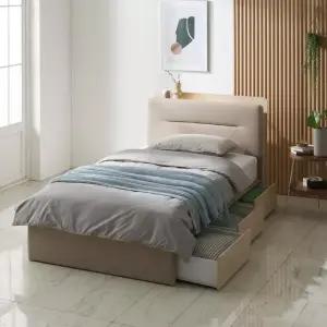 장인가구 루아 터치센서 LED 가죽헤드 3서랍 수납침대 SS_7존독립매트