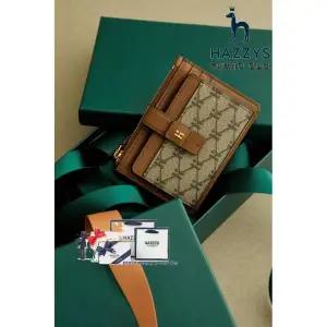 [롯데백화점]헤지스ACC [선물포장] HIHO4E886W3_ 여성브라운 로고패턴 가죽 카드지갑