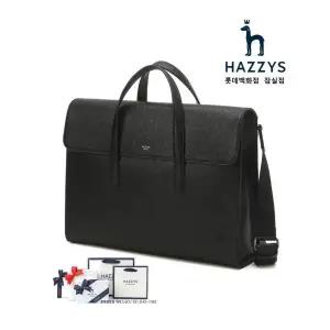 [롯데백화점]헤지스ACC [선물포장][인기신상] HJBA4E411BK_남성 블랙 로고배색 가죽 서류가방
