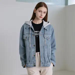 (레코브) 핀턱 후드 데님 자켓(LC41C4DJ005X)