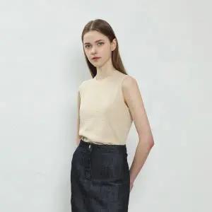 [UNIT]린넨 혼방 크루넥 스트립 니트 슬리브리스 탑 [UFJKSN243N]