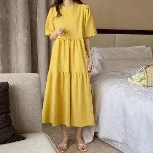 [보리보리/보리맘]린넨 캉캉 루즈핏 롱 원피스 임부복 여름 휴양지 여행 TA025