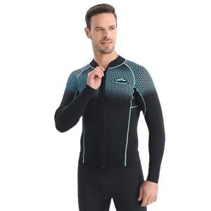 SBART 남성용 네오프렌 탑 카이트서핑 다이빙복 긴팔 재킷 래쉬가드 스피어피싱 수영복 1.5mm