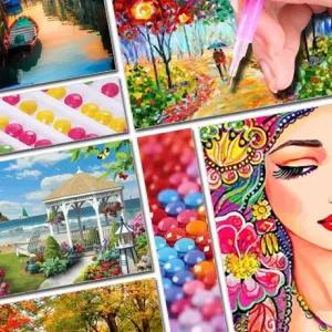 DIY 보석십자수 35종 택1 캔버스형 비즈 액자형 세트 집콕 취미 25x25 30x 40 x50