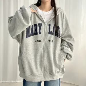 [기모추가] 메리 오버핏 투웨이 후드집업 4컬러 아우터 레터링 빅사이즈 오버핏