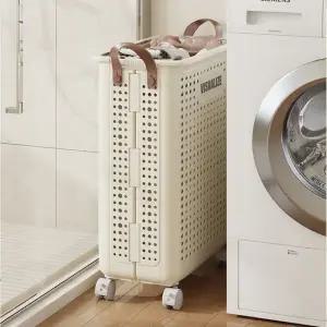 틈새 세탁바구니 폴딩 이동식 슬림형 빨래바구니 분리수거함 틈새바구니 세탁함 R120