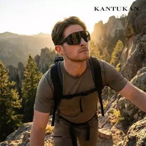 칸투칸 편광 와이드 렌즈 스포츠 고글 선글라스 자외선 차단 러닝 자전거 블랙