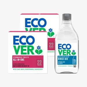 에코버 올인원 식기세척기세제 레몬 만다린 22개입 2개 +식기세척기세제 린스 450ml 1개