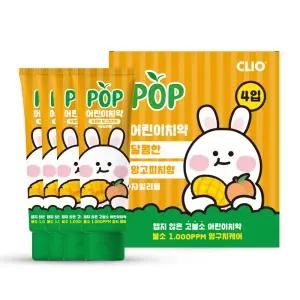 [크리오] 팝 고불소 어린이 치약 망고피치향 90g, 4개입