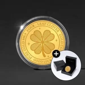 [골드팡] 24k 행운의 골든클로버 순금코인 0.1g + 프리미엄 가죽패키지