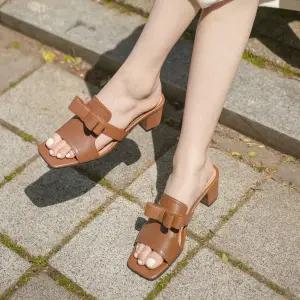 [롯데백화점]소보 제니트 소가죽 리본 뮬 슬리퍼 5cm