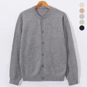 남녀공용 오버핏 비스코스 라운드 니트 버튼 가디건