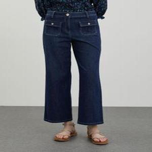 올리비아로렌 / 아웃 포켓와이드 데님팬츠 VVCMP4M3263 / 애플아울렛 ( 화이트 네이비 )