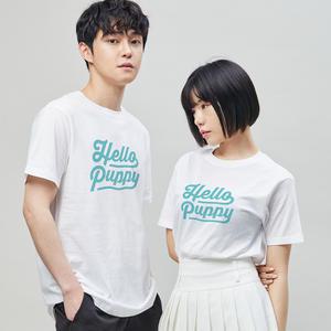 [헬로퍼피] 강아지 캐릭터 반팔 티셔츠 (남성 여자 면 20수 흰색 검정 반팔티)
