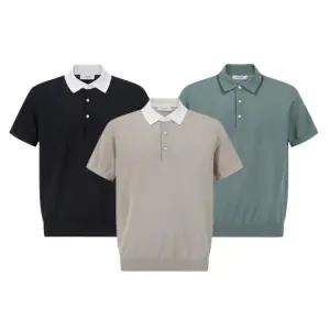 [롯데백화점]에디션 워셔블 배색 카라 반팔 스웨터 4종 NEF2ET1627