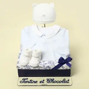 [롯데백화점]타티네쇼콜라 레옹모달슈트+비니+단말3종세트(출산50일백일선물세트)TNOMUS02UB-119