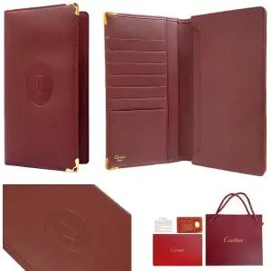 전시품 남자 까르띠에 장지갑 송아지가죽 보르도 레드 카르티에