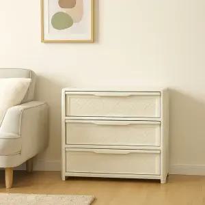 아리나 라탄 플라스틱 3단 와이드 서랍장 다용도 수납장