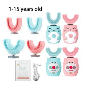 어린이 전동 칫솔 360 자동 USB 충전식 청소 실리콘 스마트 키즈 U 모양 음파