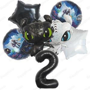 7개 세트 만화 드래곤 훈련법 테마 투슬리스 알루미늄 필름 풍선 생일 파티 장식 할로윈 크리스마스