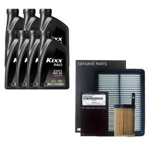 제네시스 GV70 2.5 가솔린 터보 킥스 PAO C2 C3 0W30 7L 엔진오일 순정 오일필터 에어필터 세트