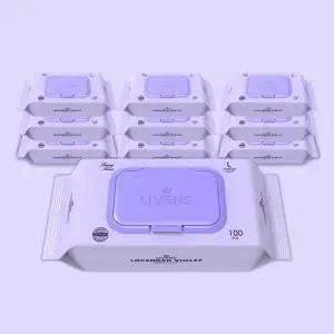 [리벤스] 라벤더 바이올렛 대용량 물티슈(캡형) 100매x10팩