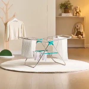 [리빙코아]튼튼한 빨래건조대 미니 원룸 이불 접이식 스텐 수건 민트 소형 빨래걸이