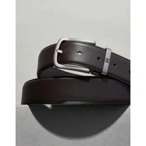 [롯데백화점]닥스 액세서리 [선물포장][비조벨트] 브라운 버클 DD로고 음각 소가죽 벨트 DBBE3E046W3