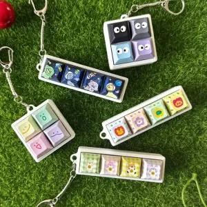 귀여운 동물 공룡 캐릭터 네모 키캡 키링 키홀더 스마트폰 청축 키보드 호환 열쇠고리