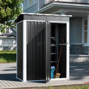 레드와이 조립식 스틸창고 농막 간이 야외 미니 소형 이동식 보관함 5X3FT 블랙