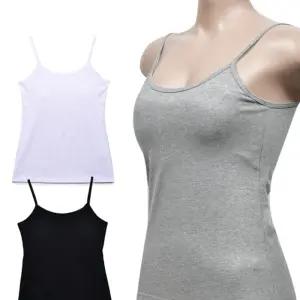 몸에 꼭 맞는 착용감 패드삽입형 베이직 40수 면스판 브라끈런닝캡내장나시 런닝 여성