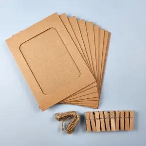 4x6페이퍼액자 사진프레임 종이액자세트 나무집게 마끈