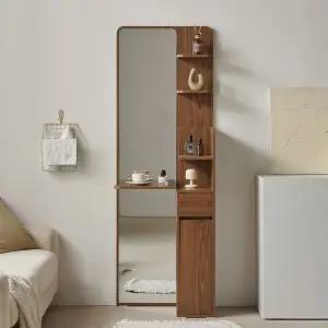 [바로방 가구]슬림 틈새 수납 전신거울 스탠딩 화장대