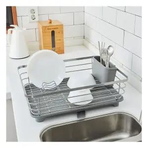 모던하우스 더블코팅 와이어 와이드 식기건조대 그레이